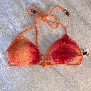 Peach orange pink ombre bikini top roxy
